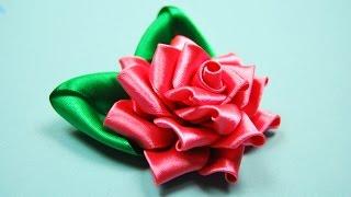 Ажурная РОЗА Канзаши. Мастер-класс  / Satin Ribbon Rose Tutorial Kanzashi /  NataliDoma