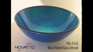 TIG-S132 Fluorescent Blue Painted Round Glass Vessel Sink