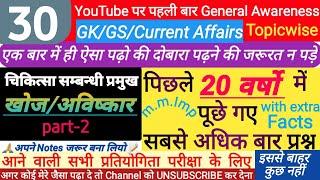 चिकित्सा संबंधी प्रमुख खोज /अविष्कार व खोजकर्ता || Famous Medical Discoveries || Medical Inventions