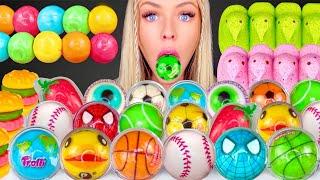 ASMR BASKETBALL GUMMY, SOCCER BALL GUMMY, COTTON CANDY PEEPS, SPORTS BALL JELLY MUKBANG 먹방