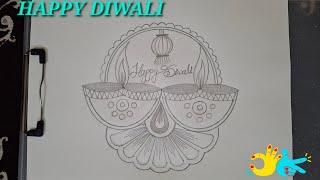 How To Draw Diya | Diwali Drawing Easy | Happy Diwali Pencil Drawing For Biginners | DiwaliFestival