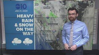 California Atmospheric River: Heavy rain and snow ahead - Jan. 21, 2024