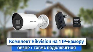 Топовый Комплект видеонаблюдения на 1 камеру 4 Мп с умной ip камерой Hikvision DS-2CD2047G2H-LI