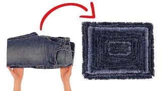 How to sew a fluffy rug out of old jeans!