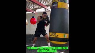 MIGUEL BERCHELT WORKING THE HEAVYBAG IN CAMP OR HIS NEXT FIGHT