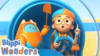 Sandcastle - Blippi Wonders! | Sing Along | Learn ABC 123 | Fun Cartoons | Moonbug Kids