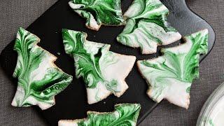 Rezept für Marmor Kekse mit Zuckerguss. Royal Icing Cookies zu Weinachten.