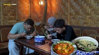 Menu buka puasa, tongseng ayam, es cincau cendol dawet gula merah, masakan desa