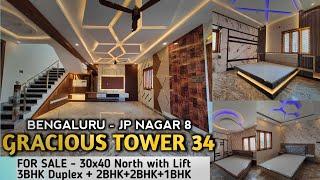 30x40 North | 3BHK Duplex + 2BHK + 2BHK + 1BHK with Lift JP Nagar GT34