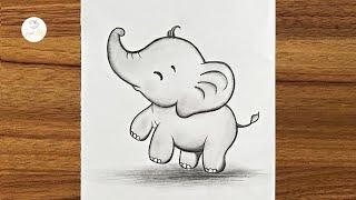 Cute baby elephant drawing || Easy elephant drawing || Easy drawing ideas for beginners