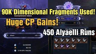 Black Desert Mobile 450 Alyaelli Runs & Enchanting Gear With 90K Dimensional Fragments : Crazy CP !