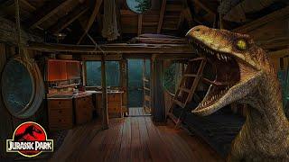 JURASSIC PARK Ambience | Lying in a Jurassic Treehouse with Rainforest and Dinosaur Rampage