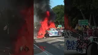 Protesters set Waymo cars on fire in Los Angeles anti-ICE protests | REUTERS