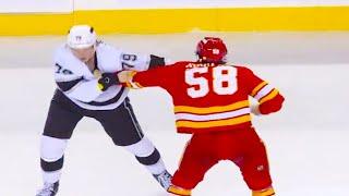 Samuel Helenius Justin Kirkland Fight | Los Angeles Kings vs Calgary Flames 2024 NHL Highlights