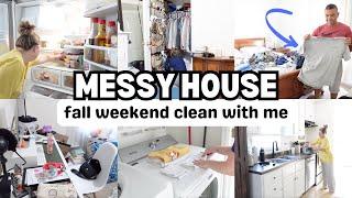 MESSY HOUSE CLEANING MOTIVATION | CLEAN AND DECLUTTER WITH ME | FALL CLEANING 2024