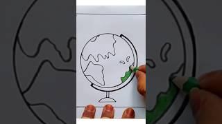 How to Draw a Globe Step by Step Easy I Globe Drawing | World Map Drawing | How to Draw World Map