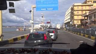 OurTour Queue In Their Motorhome at Villa San Giovanni for the Ferry to Messina, Sicily