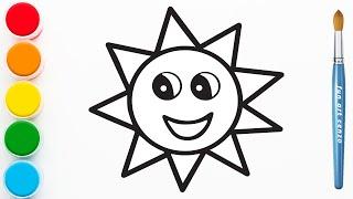 Fun Smiling Sun Drawing | Draw and Color a Cute Sun | Easy Sun Drawing