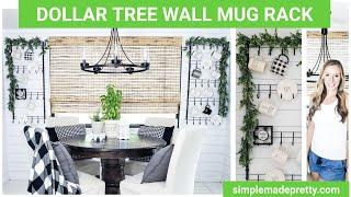 DOLLAR TREE DIY Farmhouse Mug Rack, Rae Dunn mugs, Mug Display, Wall Mug Rack