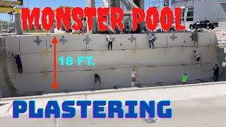 PLASTERING  A GIANT SWIMMING POOL | TIME LAPSE - 18 FT. DEEP DIVING POOL PLASTERING