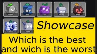 Showcase all common fruits in Blox Fruit. Which is the best and wich is the worst