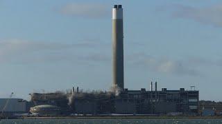 Fawley Power Station - Demolition of half of the boiler house - Thursday 19th November 2020.