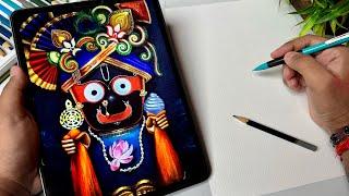 Lord Jagannath Drawing,  Rath Yatra Drawing,  Outline Tutorial 