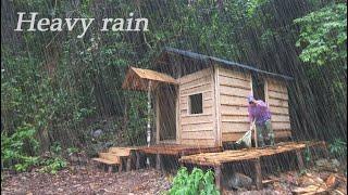 1 Years Alone In The Forest Building A Log Cabin - Making beds, Making hydroelectric power,Off Grid