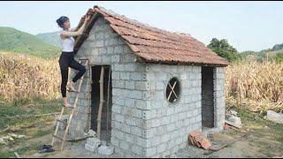 160 Days to Build a Log Cabin - Building Complete House Use bricks, gravel, cement / Video Timelapse