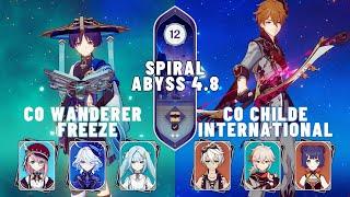 C0 Waderer Freeze & C0 Childe International | Spiral Abyss 4.8 Floor 12 9 Stars | Genshin Impact