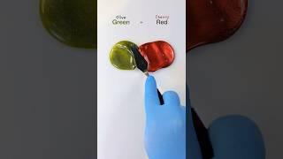 Olive Green + Cherry Red Slime Color Mixing  #colormixing #paintmixing #painting #art #asmr #shorts
