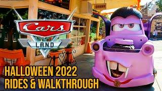 Cars Land Halloween Walkthrough & Rides 2022 - Disney California Adventure [4K POV]