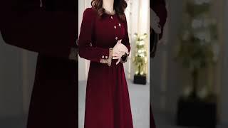 New autumn and winter styles, autumn women's dresses, fashionable and elegant wine red, belly-co