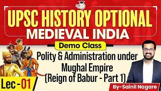 UPSC History Optional | Polity & Administration Under Mughal Empire { Reign Of Babur Part 1} Lec 1