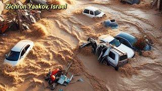 Excessive Rain in Zichron Yaakov, Israel today! Heavy Flood Forces School Evacuation