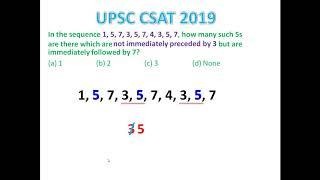 UPSC CSAT 2019 - solution : Reasoning - Number sequence