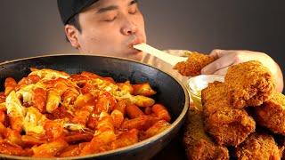 치즈가 쭉~ 늘어나는 롤통치즈돈까스와 엽기떡볶이 먹방~!! 리얼사운드 ASMR social eating Mukbang(Eating Show)