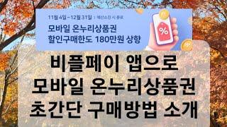 비플페이 어플에서 모바일 온누리상품권 초간단 구매방법 소개