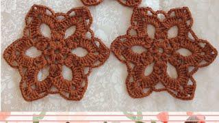 Hexagon star shape crochet pattern || pola rajutan segienam || crochet tutorial