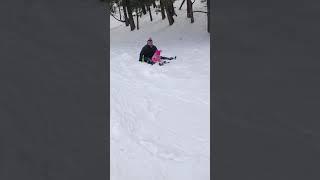 kids playing in snow and sledding  #kids #snowfun #sleddingfun #fun