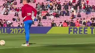 Ter Stegen Hurting His Foot While Warming UP