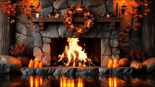 Cozy Autumn Atmosphere with the Soothing Crackling Sound of a Burning Fireplace