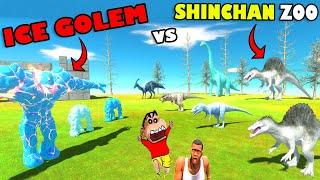 SNOW ZOO vs ICE GOLEM BOSS SNOW WARRIOR ARMY | SHINCHAN and CHOP in ANIMAL REVOLT BATTLE SIMULATOR