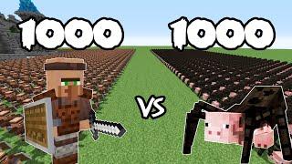 1000 Guard Villagers Vs 1000 Mutant Spider-Pig