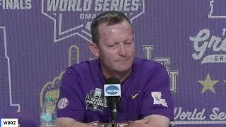 WATCH: LSU speaks after CWS Game 1 win, Anderson complete game shutout
