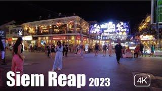 【Cambodia Walk 4K】Siem reap | pub street | July 2023