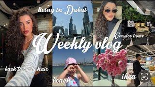 Weekly vlog  living in Dubai : Versace Home, curly hair, Ikea shopping, beach, haul ... sabry