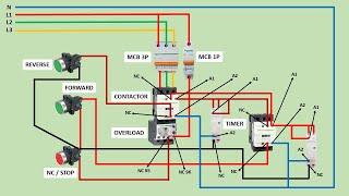 Forward Reverse Motor Control Connection | reverse forward starter with timer