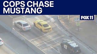 Yellow Mustang leads wild police chase through LA rush hour: FULL