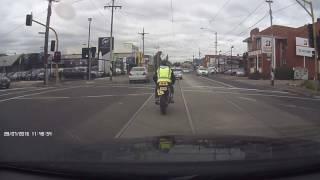 Very inexperienced learner on a motorcycle, Sydney rd Nth Coburg